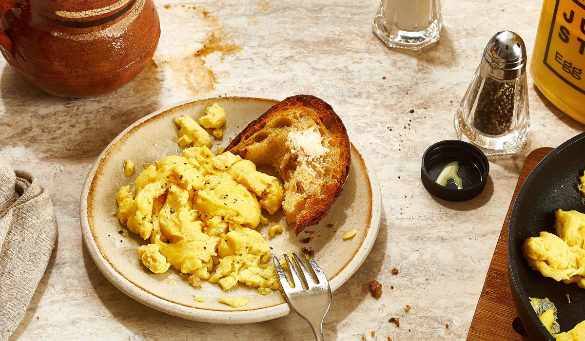 A Scrambled Plant Based Egg With Toast On The Side