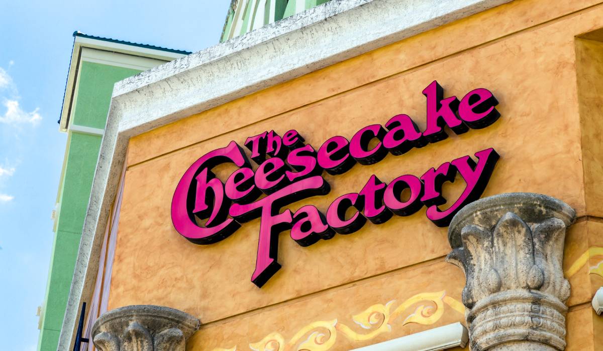 The Cheesecake Factory signage.